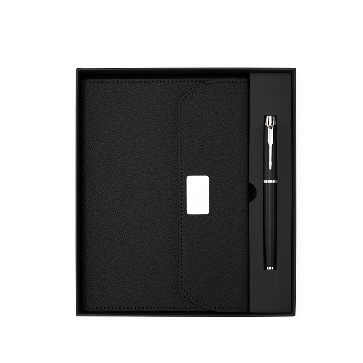 Kit executivo preto com caderno e caneta
