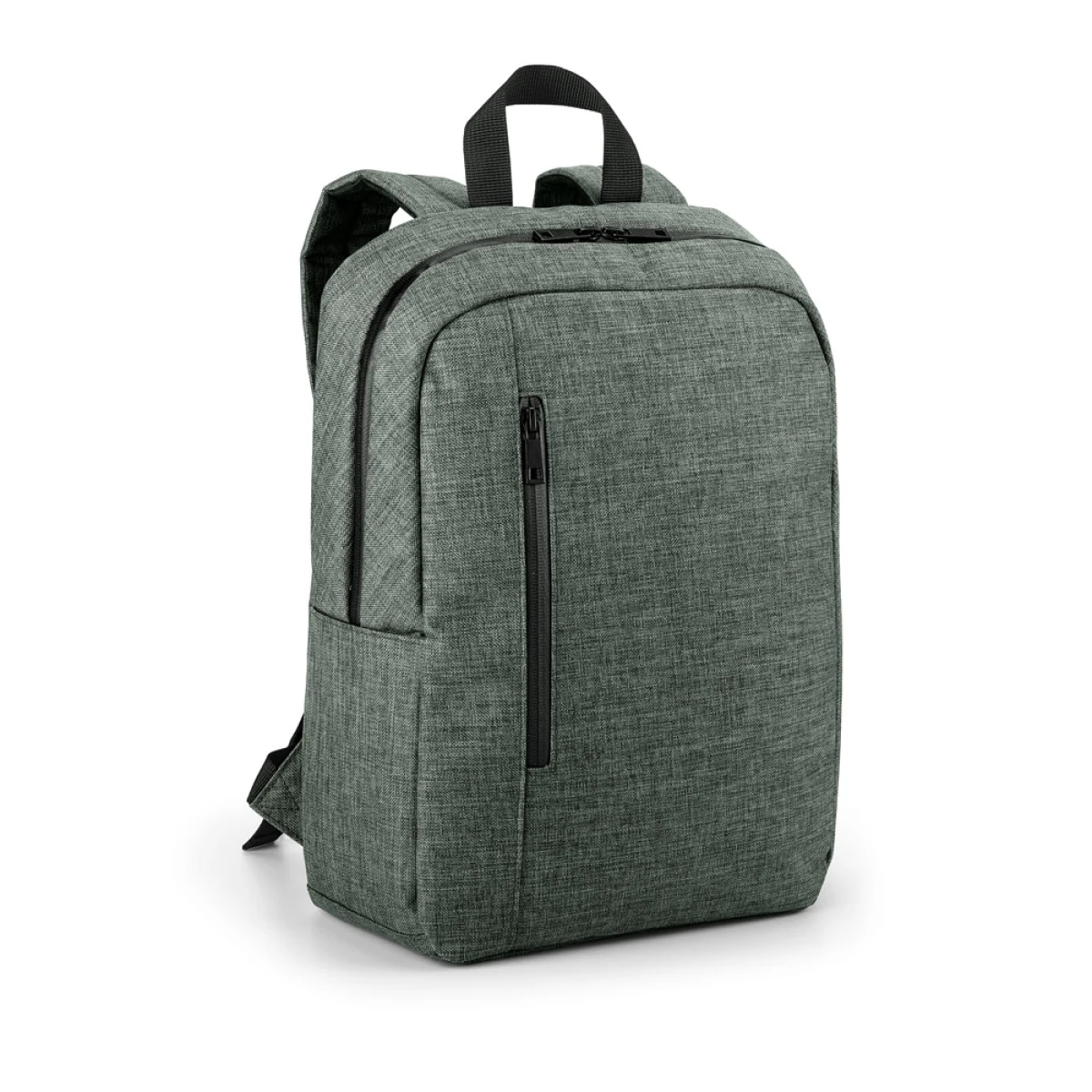 Mochila cinza com compartimentos para uso corporativo